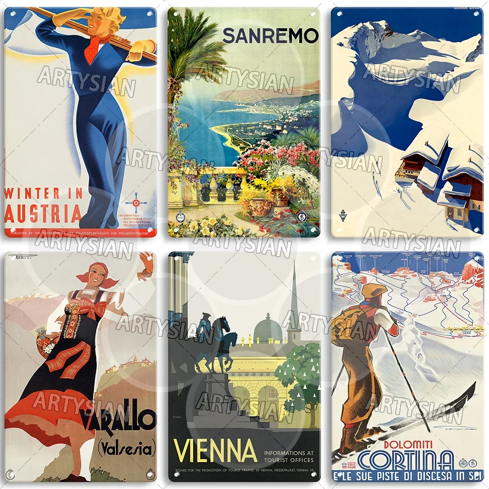 Дорожные постеры ИТАЛИЯ Австрия Металлический знак ASSISI NAPOLI VENEZIA FERRARA ABRUZZO ROME SANREMO