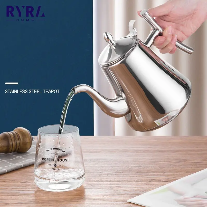 

1000/1500ml Teapot Stainless Steel Coffee Kettle With Infuser Filter Hand Drip Pour Over Coffee Tea Drip Pot For Loose Flower