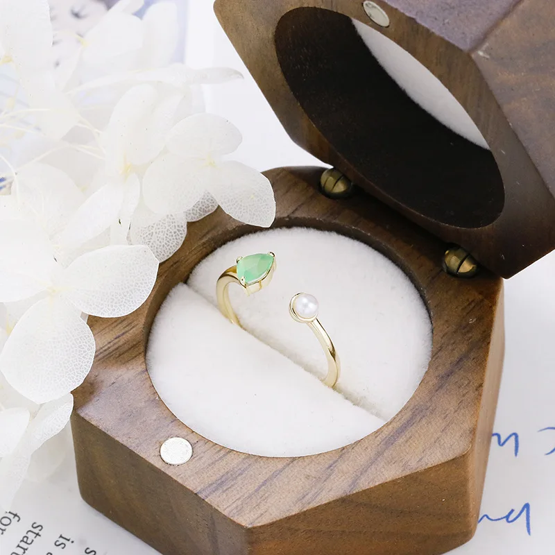 MoBuy натуральный драгоценный камень пресноводный жемчуг зеленый халцедон кольцо