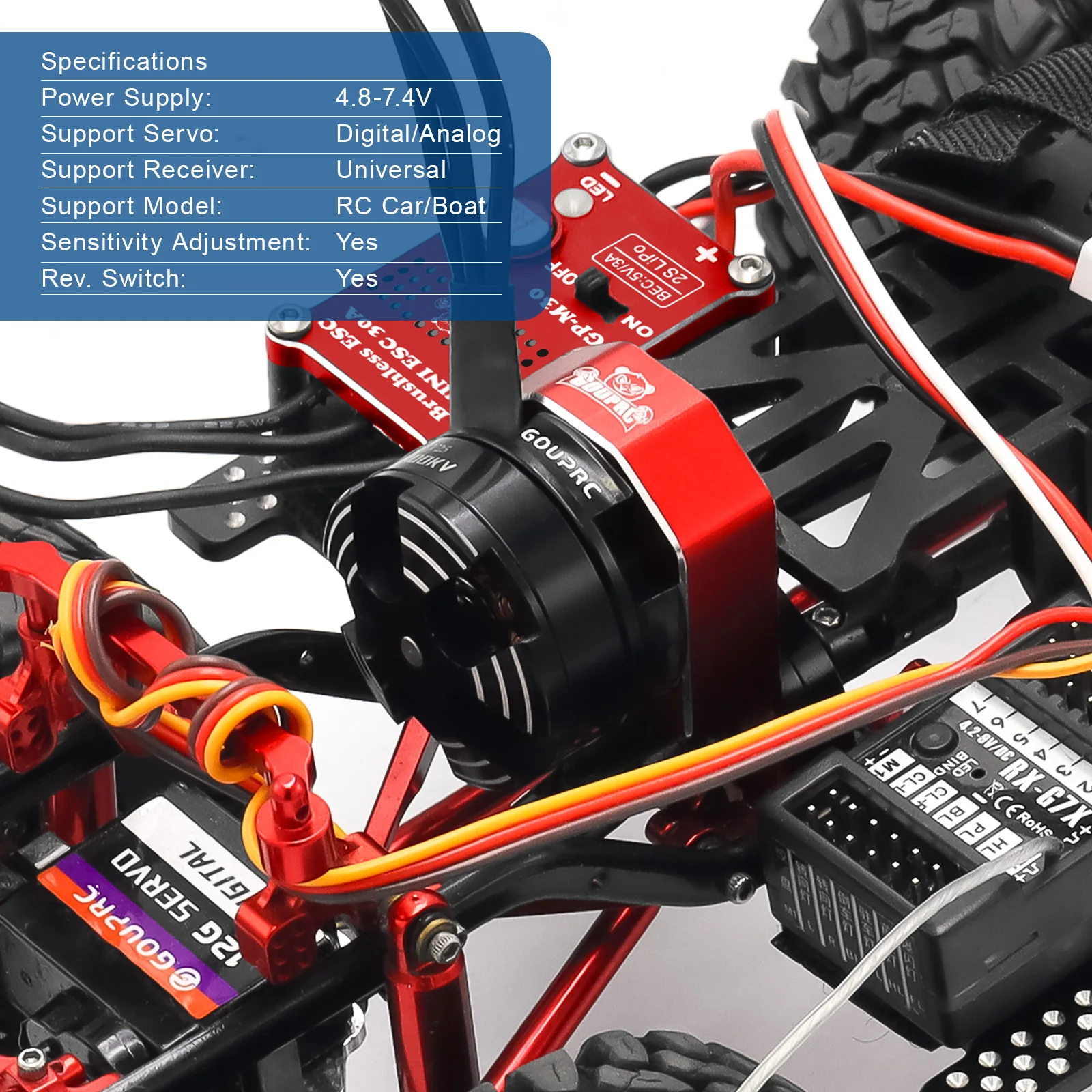 GOUPRC 2204, 2400 кВ, бесщеточный двигатель Outrunner с коробкой передач и бесщеточным мини-Esc на 30 А с педалями для SCX24, пульт дистанционного управления Cra (art.: 3920d0efbc1dd) - 3920d0efbc1dd