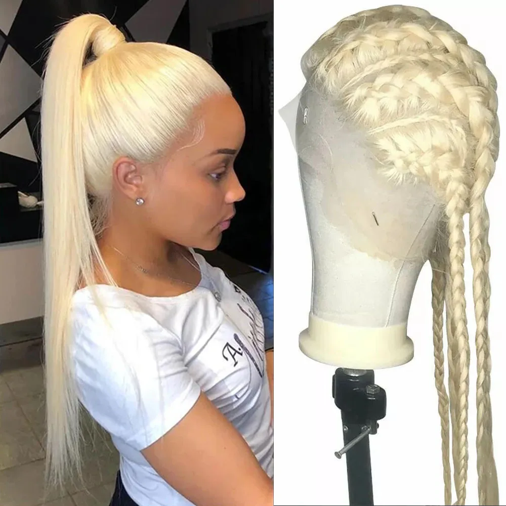 250 Плотность Настоящие 100% человеческие волосы Бесклеевые 613 Блондинка Hd Парик