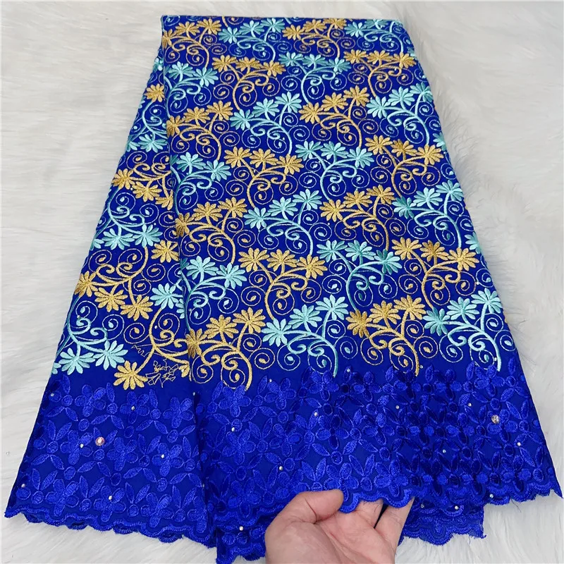 

5 ярдов, африканская швейцарская вуаль, кружевная ткань, вышивка, кружевная отделка, высокое качество, африканская сухая 100% хлопчатобумажная кружевная ткань для свадьбы 9L2182