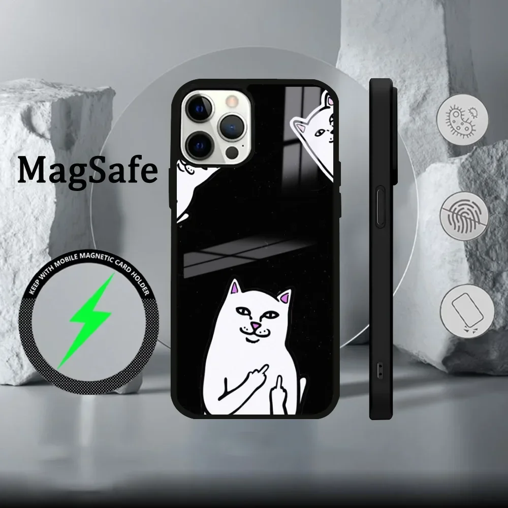 Забавный чехол для телефона R-R-RipndipS CAT IPhone 16 15 14 13 12 11 Pro Max Plus Mini Magsafe Mirror