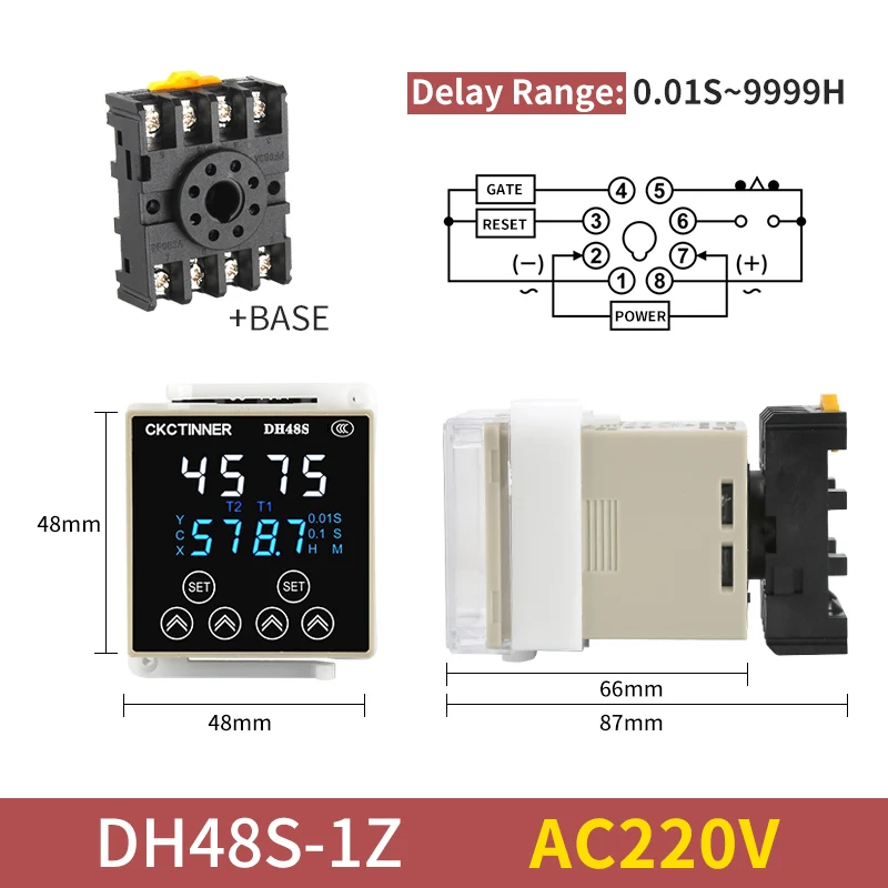 

Цифровое реле времени DH48S-S CKCTINNER 220В 24В 12В