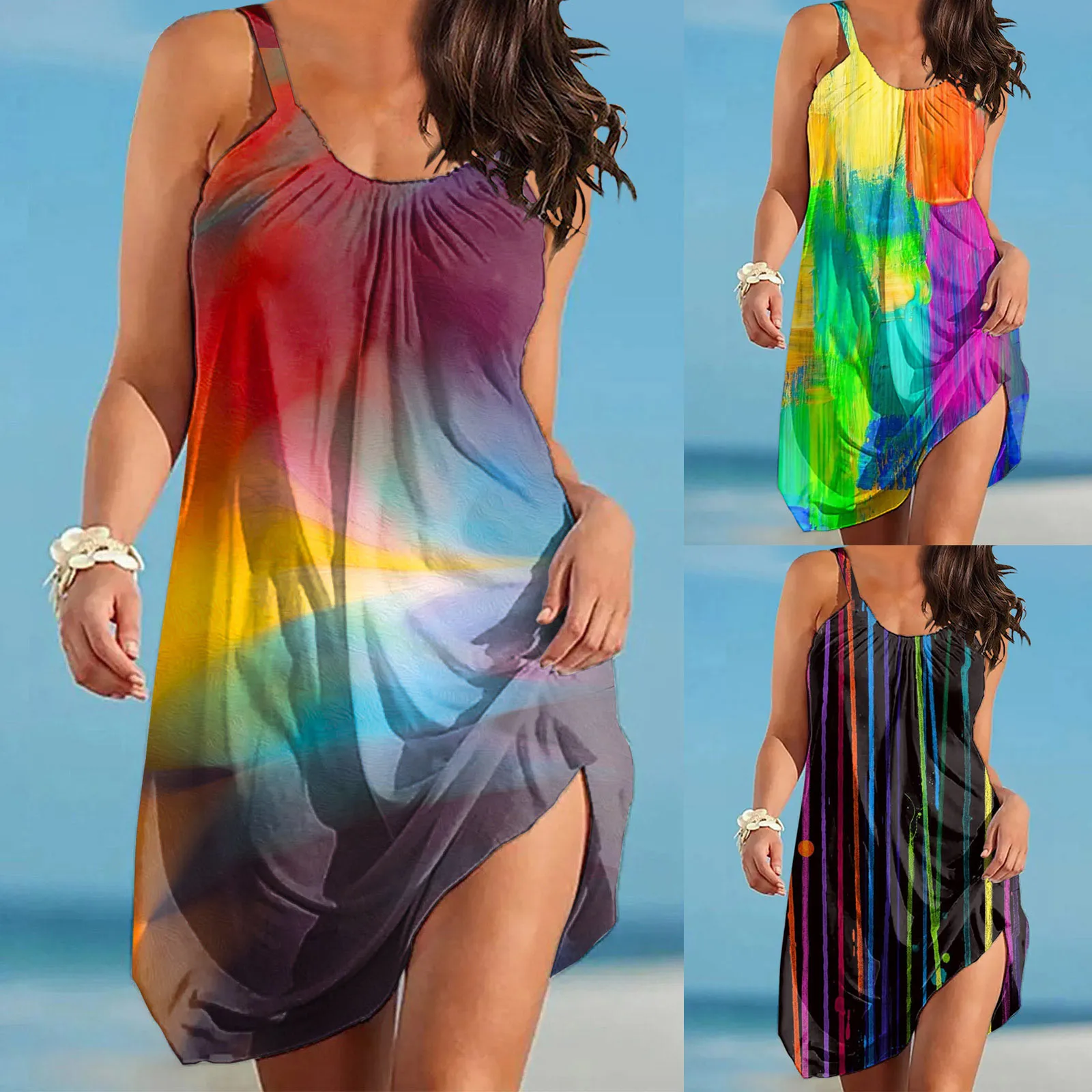 

Женское летнее платье с круглым вырезом, без рукавов