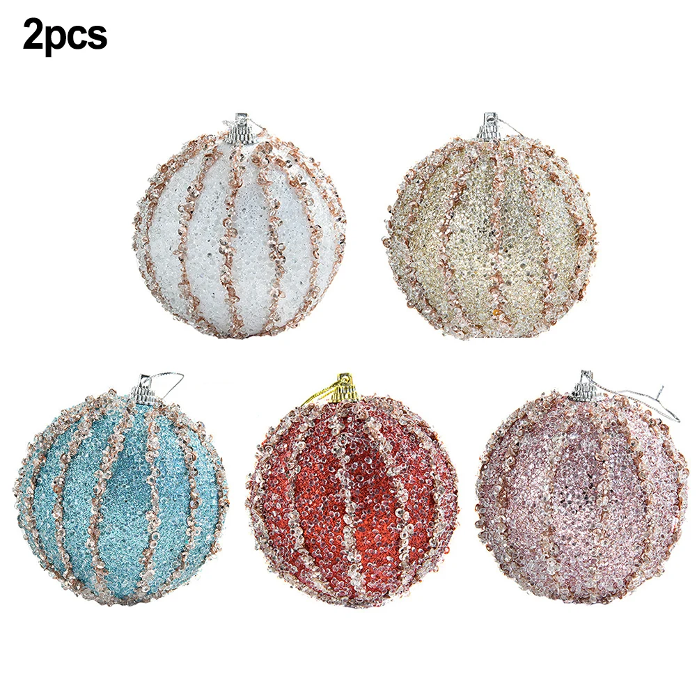 2 шт. 8 см подвесные шары для рождественской елки расшитые блестками блестящий