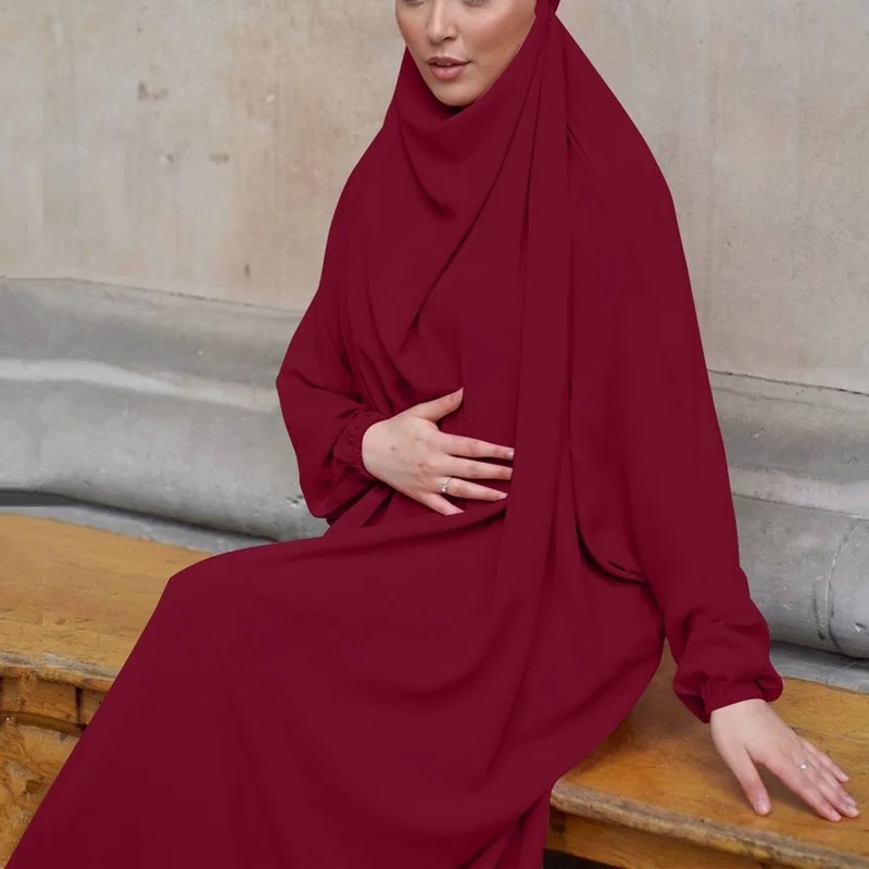 Ramadan Jilbab Hooded Dress Prayer Garment Muslim Women Modest Bigger Wide Full Cover Tie Back Head Abaya Hijab Robe Niqab Dubai