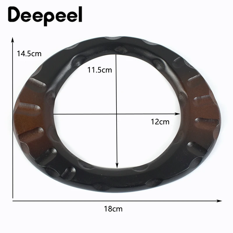 2Pcs 11.5*12cm Solid Wood Handle Handmade Kiss Clasp Ring Shaped Purse Frame DIY Wooden Bag Handles Sewing Brackets Accessories