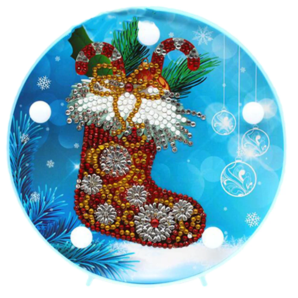 

Night Light Christmas Decor Xmas Decorative Lamp DIY Rhinestone Round Resin Drill Desk
