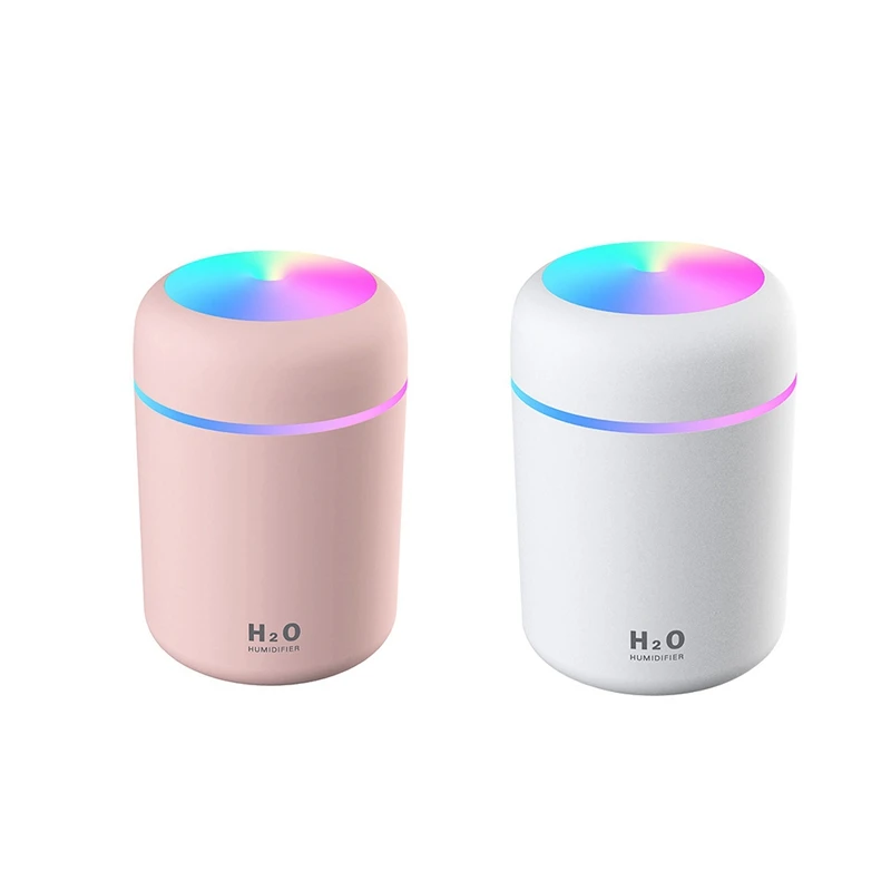 

2 комплекта 300 мл USB увлажнитель воздуха аромадиффузор эфирного масла с романтической лампой генератор тумана белый и розовый