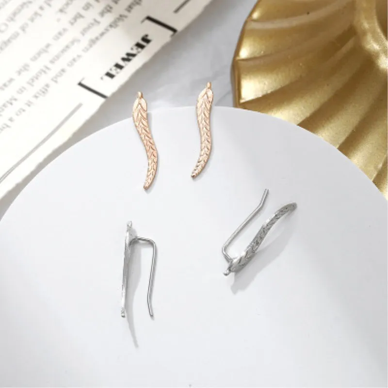 2022 Fake Piercing 1 Pair Gold Clip Earrings Earring Wholesale Price Fashion Jewelry Leaf Stud Korea for Women |