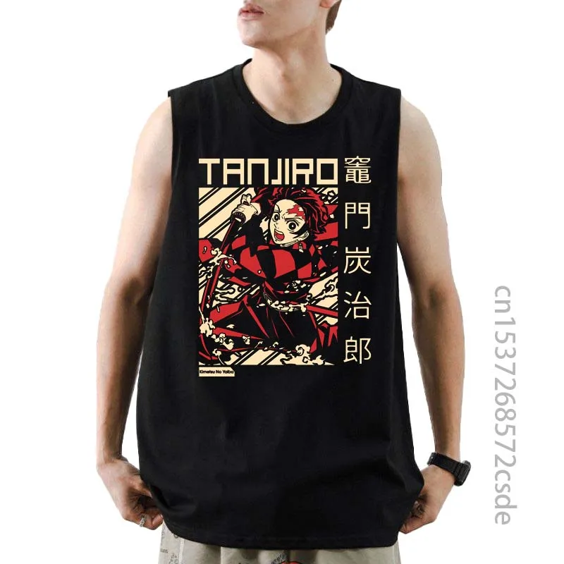 

Kamado Tanjiro модная аниме Летняя мужская майка Harajuku повседневная майка хлопковая одежда с графическим принтом
