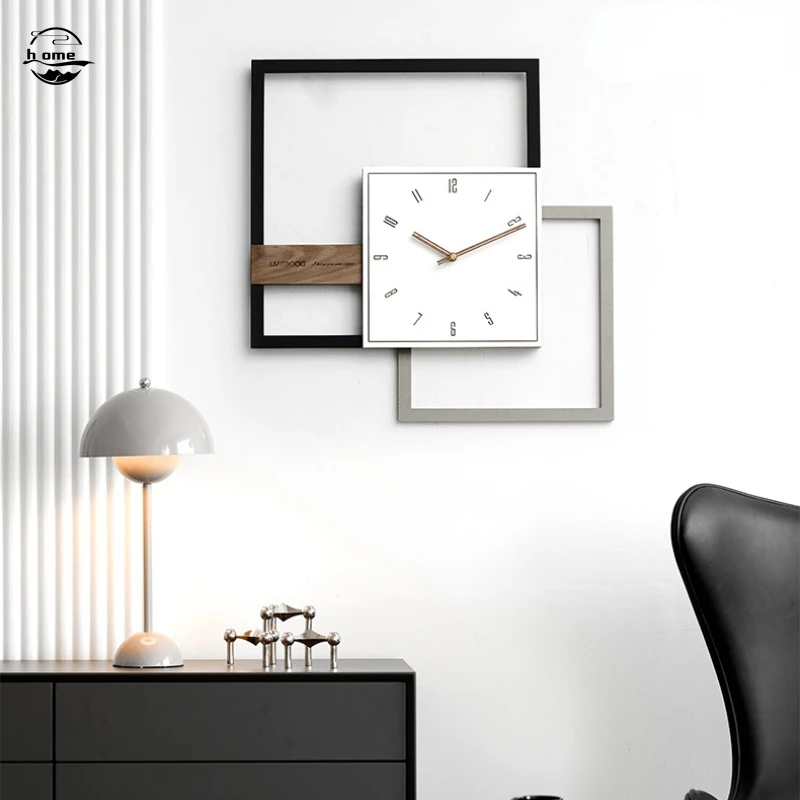 

Digital Square Wall Clock Nordic Minimalist Wooden Wall Clock Modern Design Single Face Silent Clocks Living Room Home Decor D