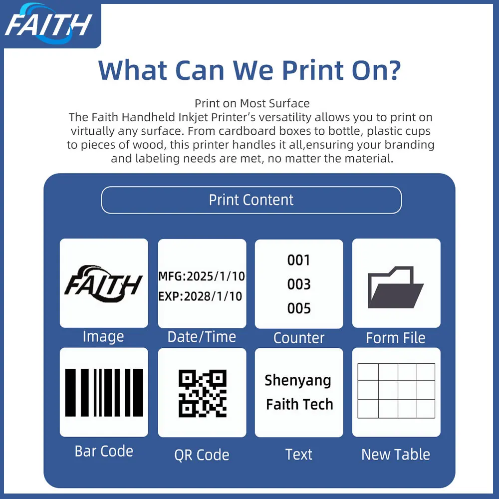 Фото Портативный принтер Faith 20% 12,7 мм, ручной струйный принтер, текст, QR, штрих-код, номер партии, логотип, изображение, дата, печатная машина №2