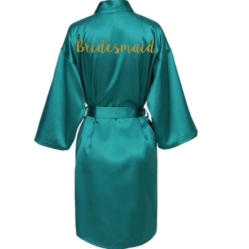 Satin Silk Robes for Women Gown Robes Wedding Robe Bride Bridesmaid Dressing Gown Bridesmaid Green Custom Letter Print Robe