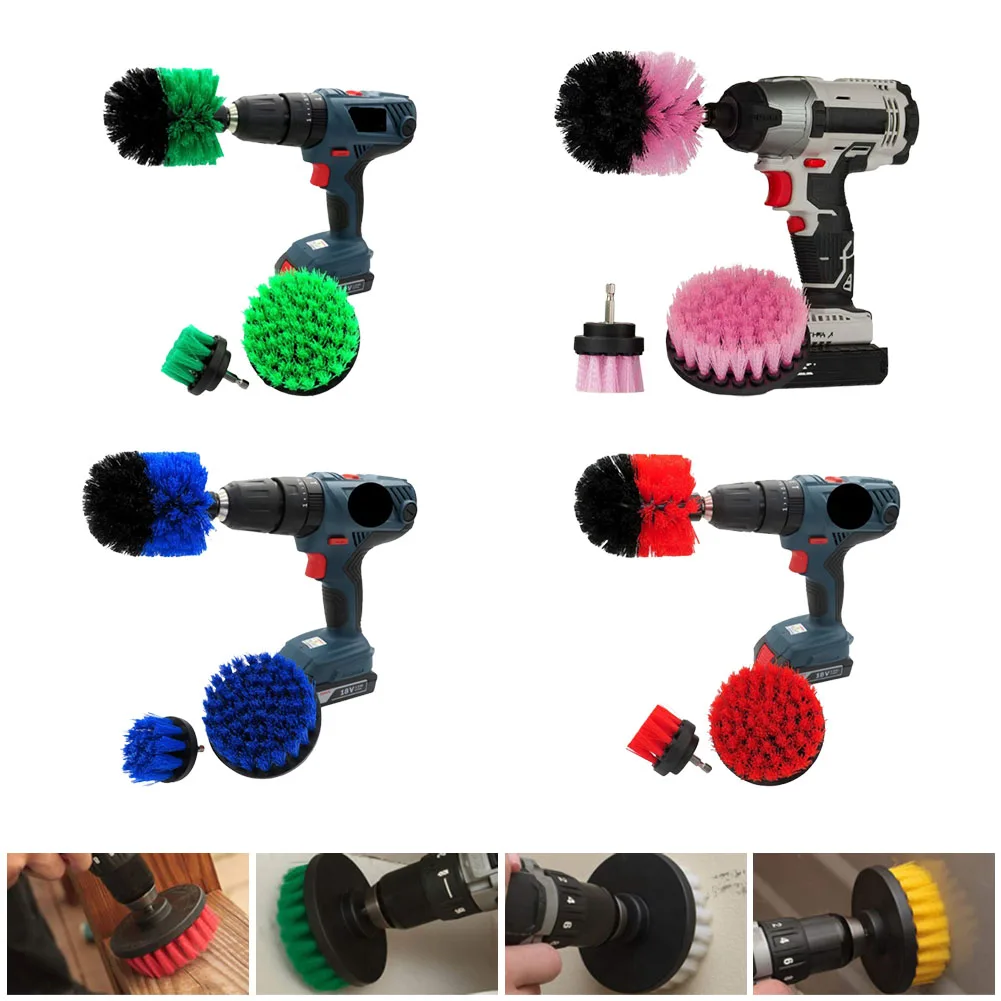 

3pcs Car Wash Electric Brush Hard Bristle Auto Detailing Cleaning Tools Soft And Hard Wire Electric Cleaning Brush Disc Brush