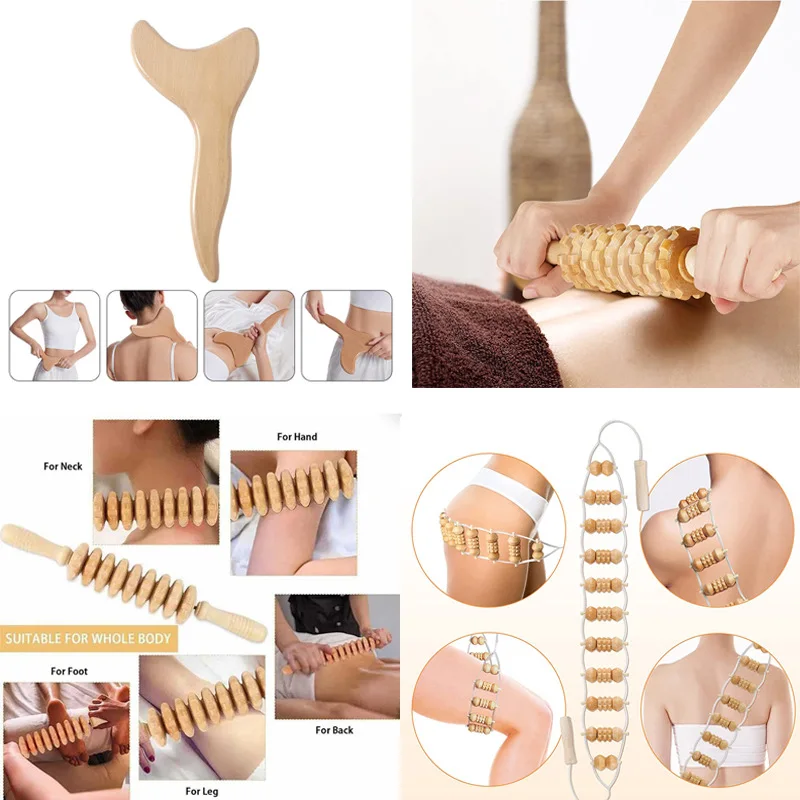 

Wooden Lymphatic Drainage Massager Maderotherapy Body Anti-Cellulite Gua Sha Tool Muscle Pain Relief Soft Tissue Therapy Device