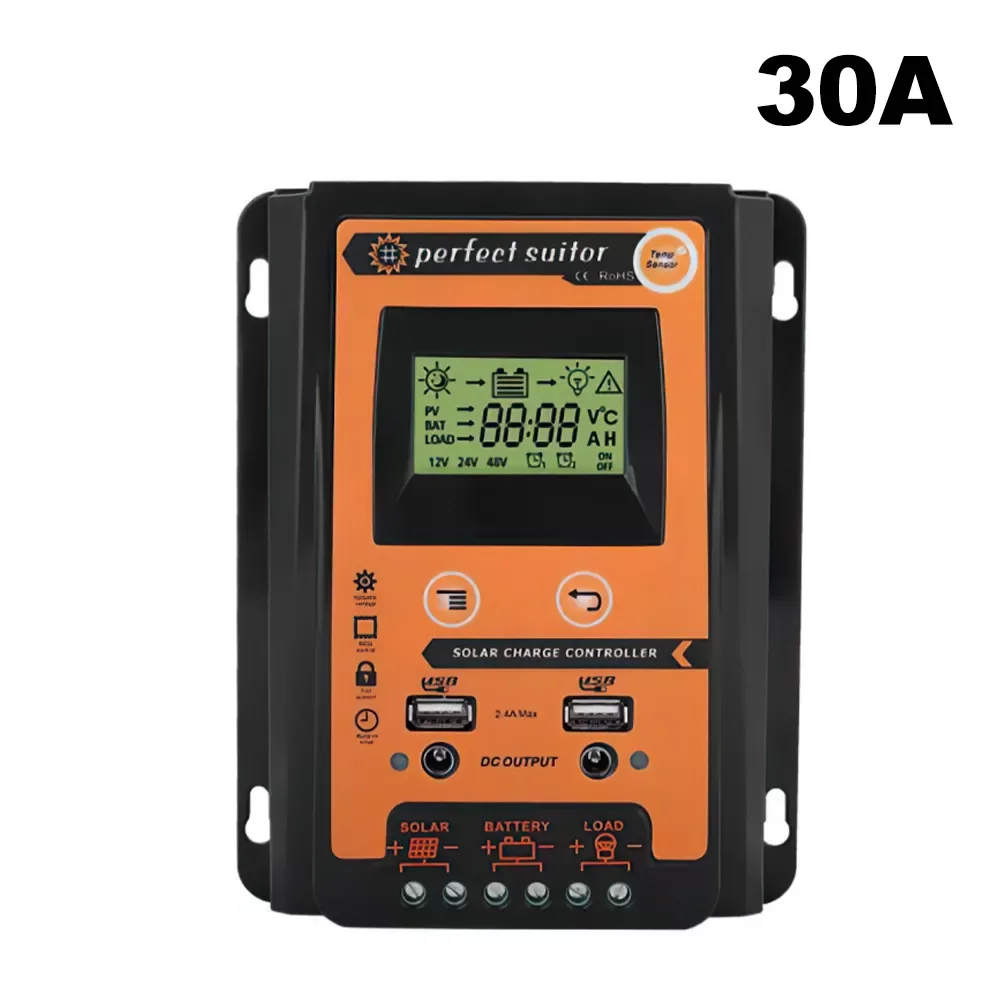 

Контроллер заряда солнечной батареи MPPT/PWM с двумя USB-портами 12В 24В, контроллер регулятора батареи солнечной панели 30A/50A, Прямая поставка