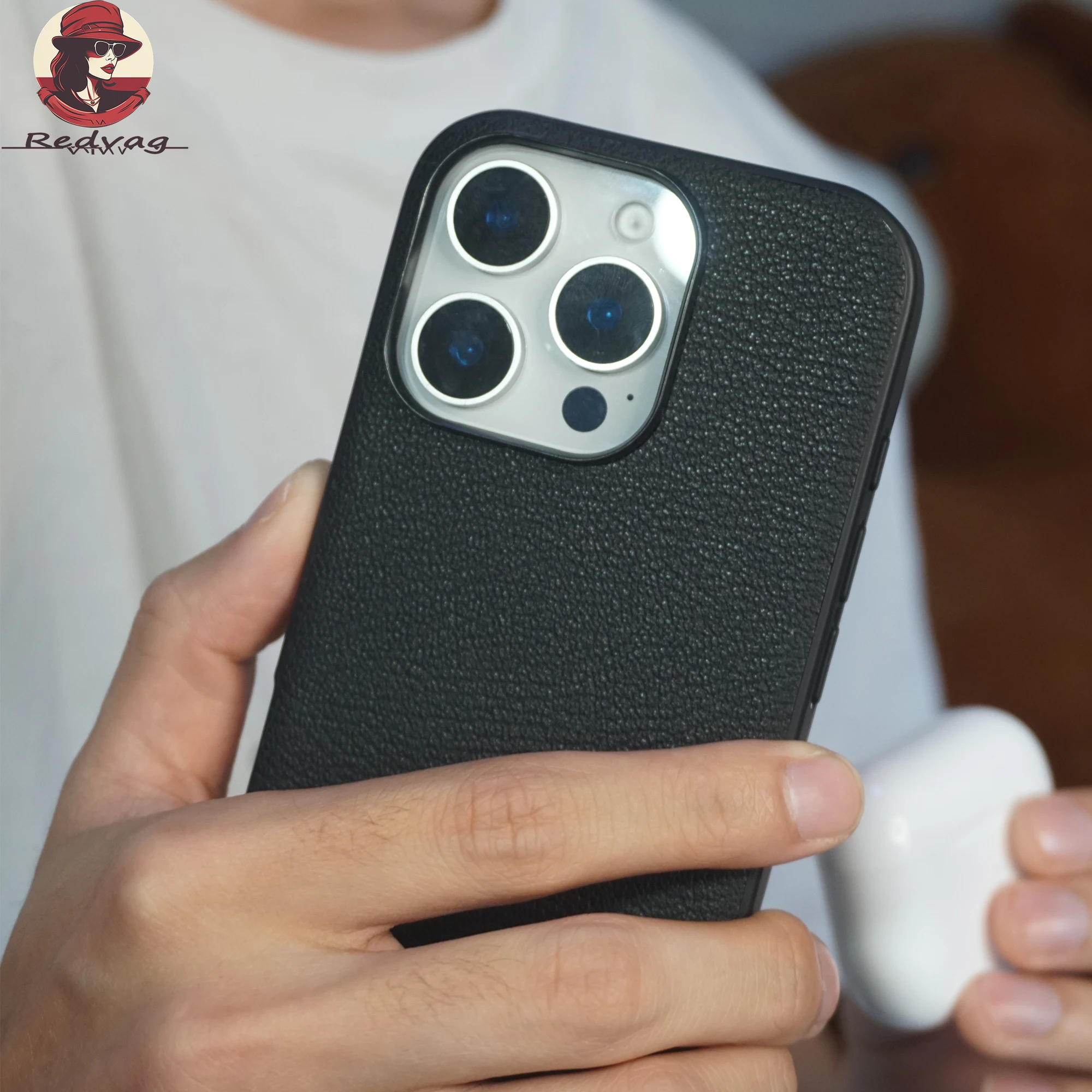 Фото REDVAG для Apple IPhone 16, 15, 14, 13 Pro Max Plus, чехол для телефона, роскошный кожаный противоударный чехол из овчины, противоударный чехол Dermis IPhone 16 15 ProMax №4