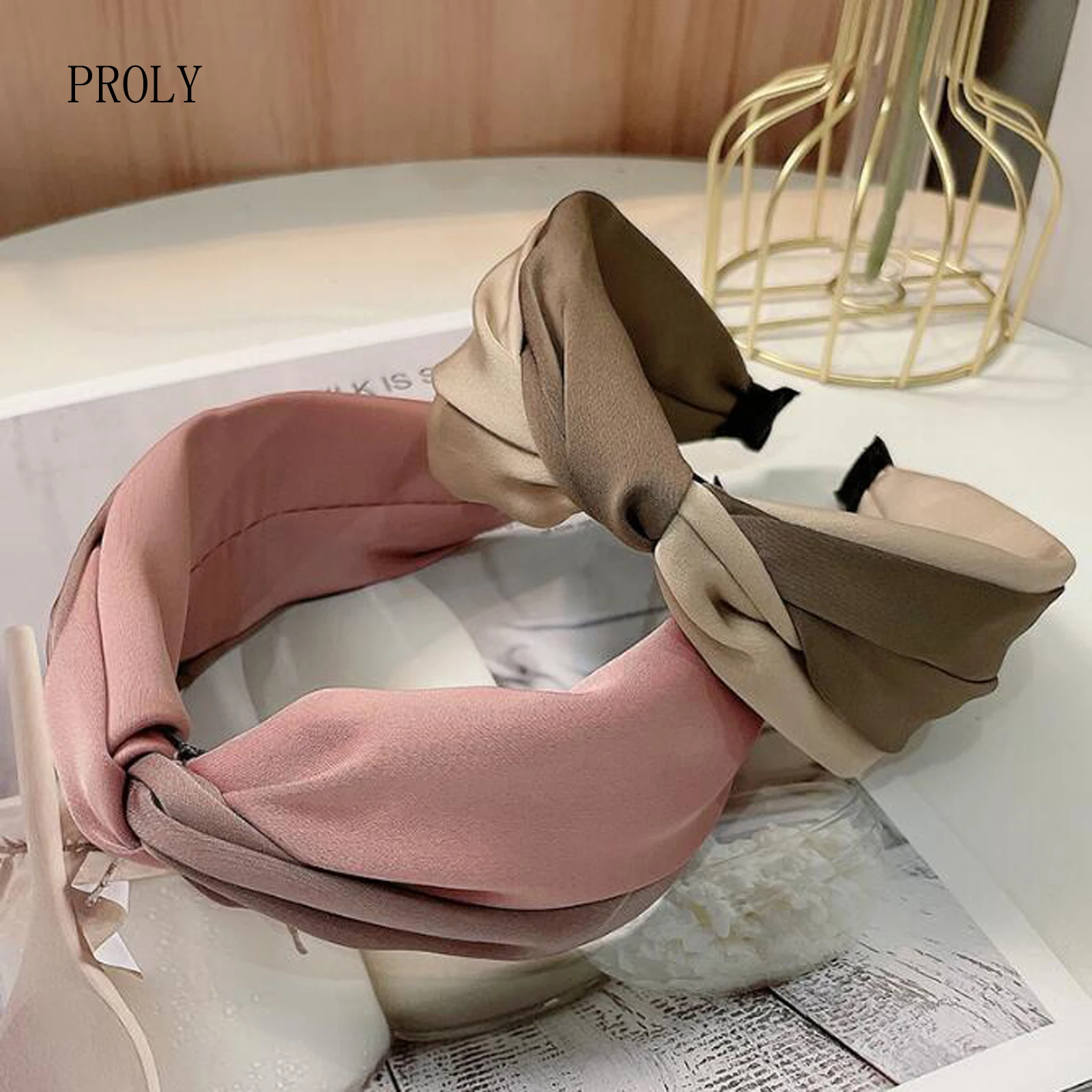 

PROLY New Fashion Women Headband Double Color Patchwork Hairband Spring Turban Girls Hair Accessories Wholesale