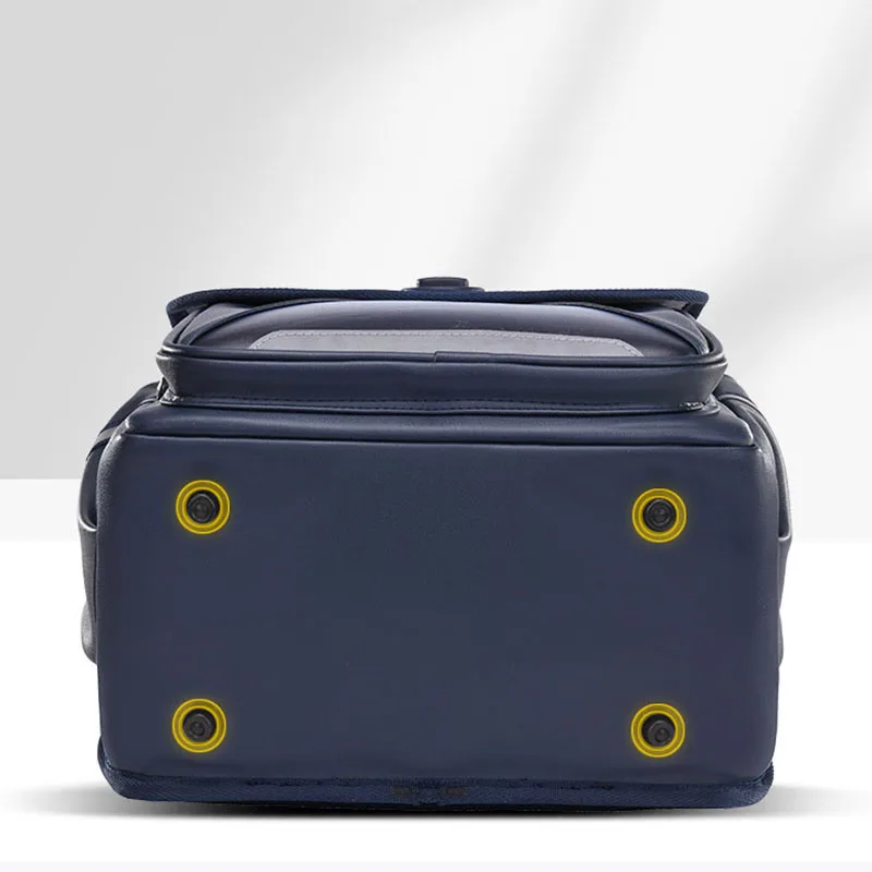 High Quality Orthopedic School Bag Children PU Leather Backpack for Boy and Girl Kid Metal Hasp Japan Randoseru Student Book Bag