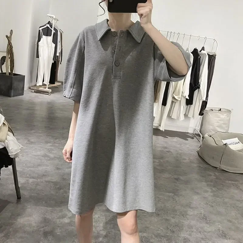 Повседневное платье с воротникомPOLO и короткими рукавами женское летнее