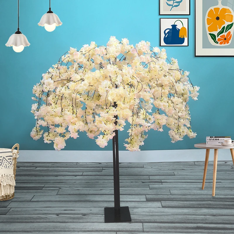 Cerezo Artificial blanco para decoración, planta falsa simulada para sala de estar, jardín, boda, diseño para fiesta en casa, 1 ud.