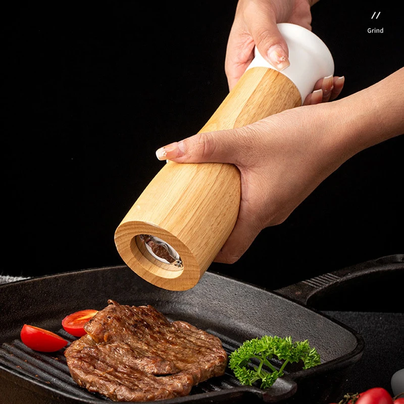 

Ручная мельница для соли и перца, мельница для специй и приправ, керамическая мельница из цельной древесины, кухонные инструменты для готов...