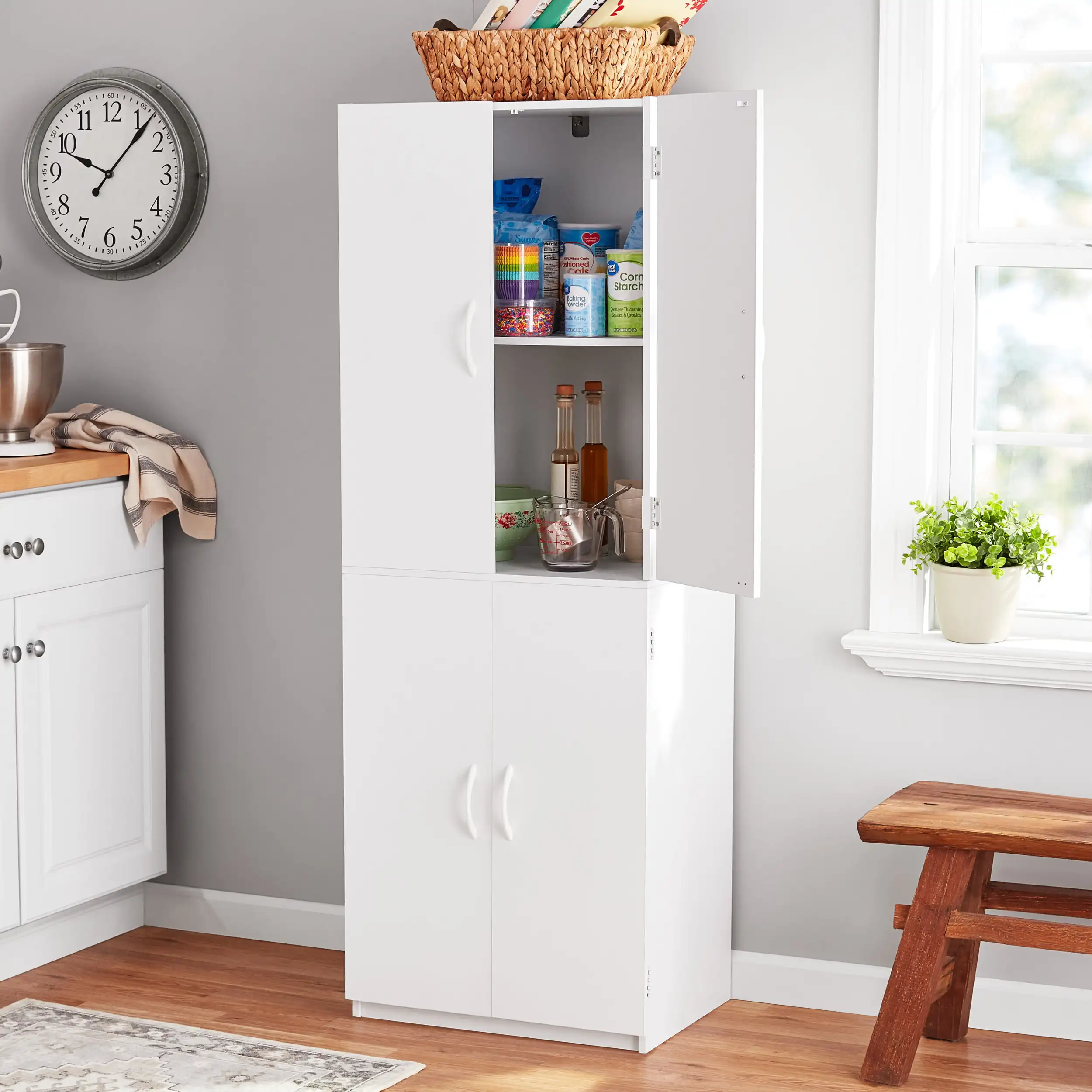 

4-Door 5' Storage Cabinet, White Stipple