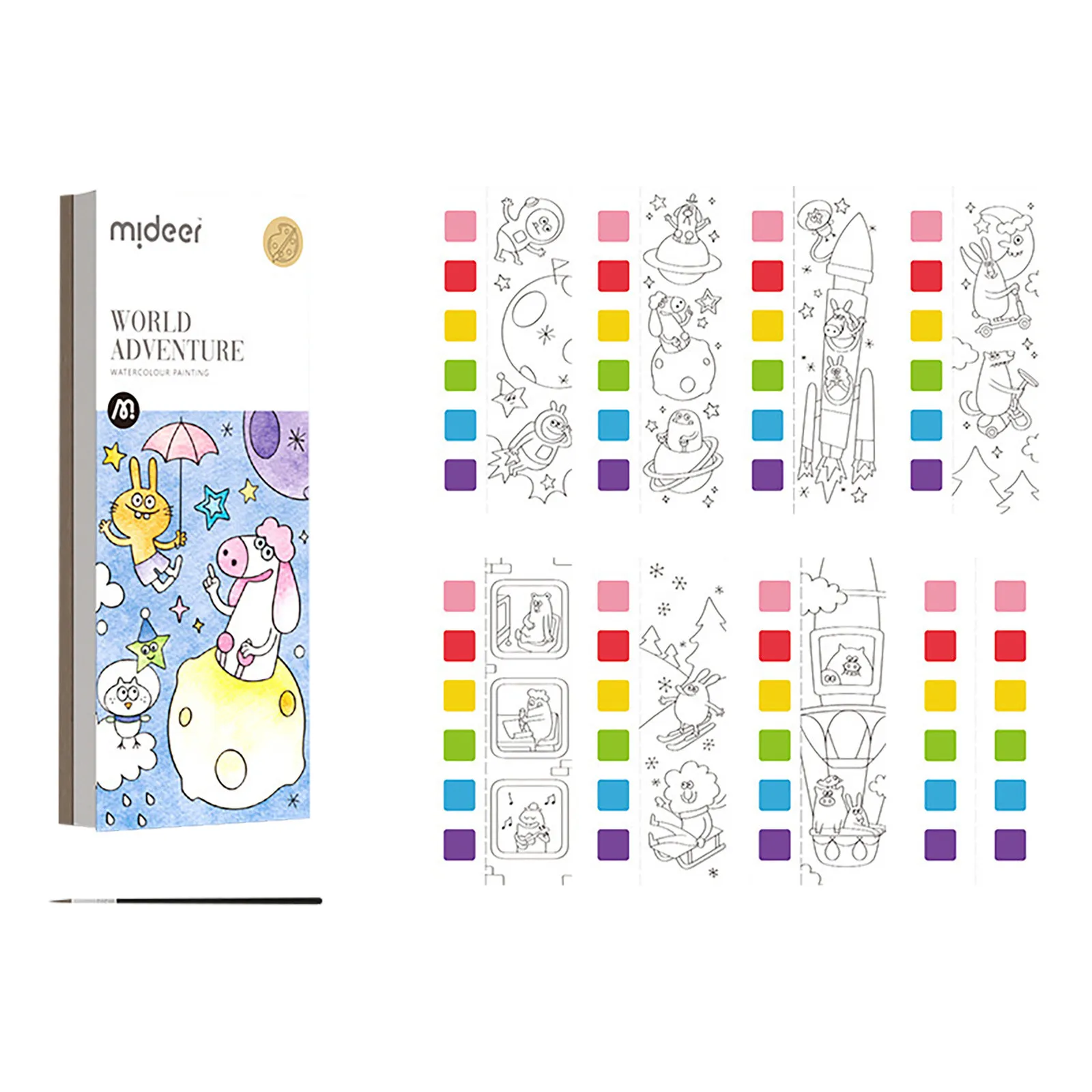 

Карманная Акварельная книга карманная Акварельная художественная книга Акварельная краска книга с краской 8 карманов для рисования акваре...