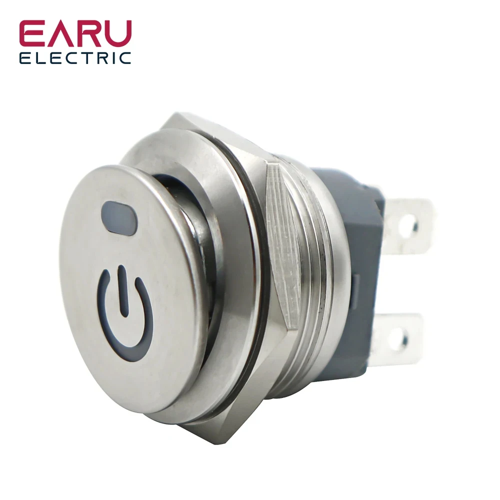 

22 мм 2НО металлический кнопочный кулисный переключатель из нержавеющей стали 15А 12В самоблокирующиеся двухпозиционные автомобильные тумблеры 250В 16А 4 контакта красный