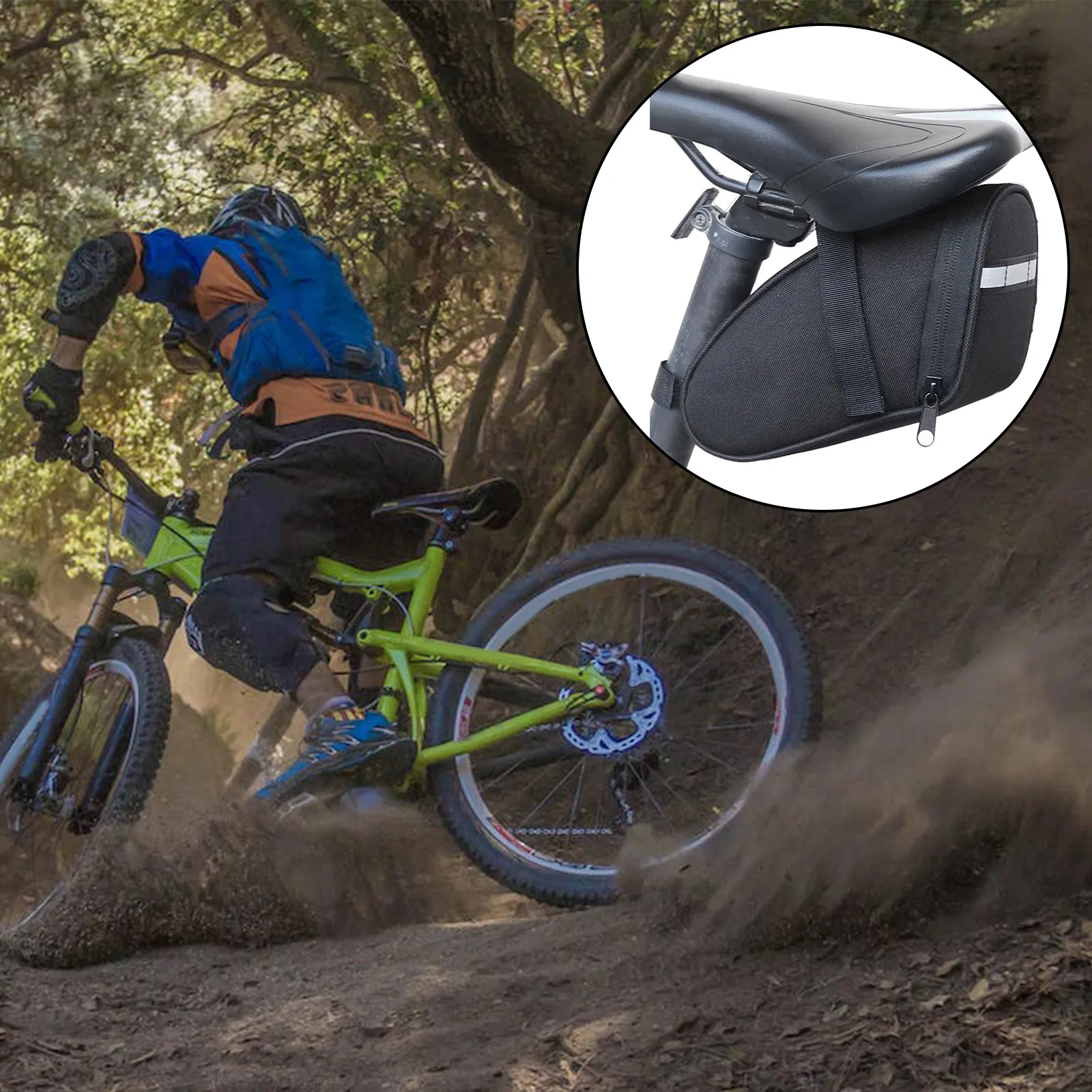 

Cycling Pouch Bike Saddle Bag 18*9*9cm Black Canvas MTB Mobile Phone Holder Mountain Bicycle Portable Brand New