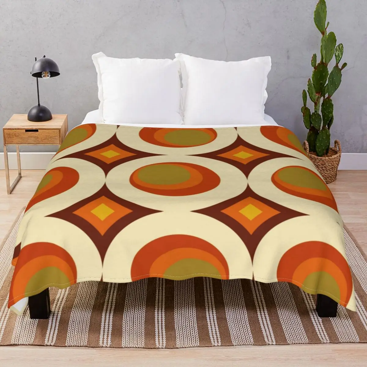 Mid-Century Modern 70s Blankets Flannel Decoration Comfortable Throw Blanket for Bedding Home Couch Camp Cinema