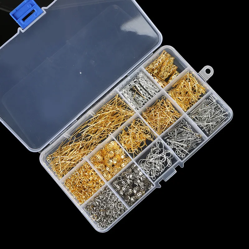 13 Grids Mixed Metal Accessory Box DIY Jewelry Material Case for Holding KC Gold and Platinum In A Plastic Transparent Box