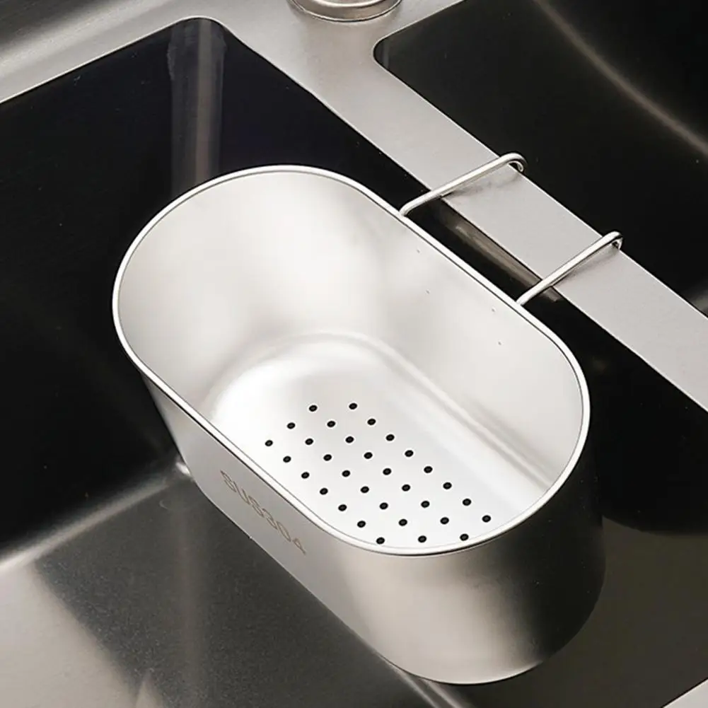 

Multi-function Strainer Basket Sink Drain Basket Hook Style Good Stability Effective Drain Space-saving Quick Drainage Anti-rust