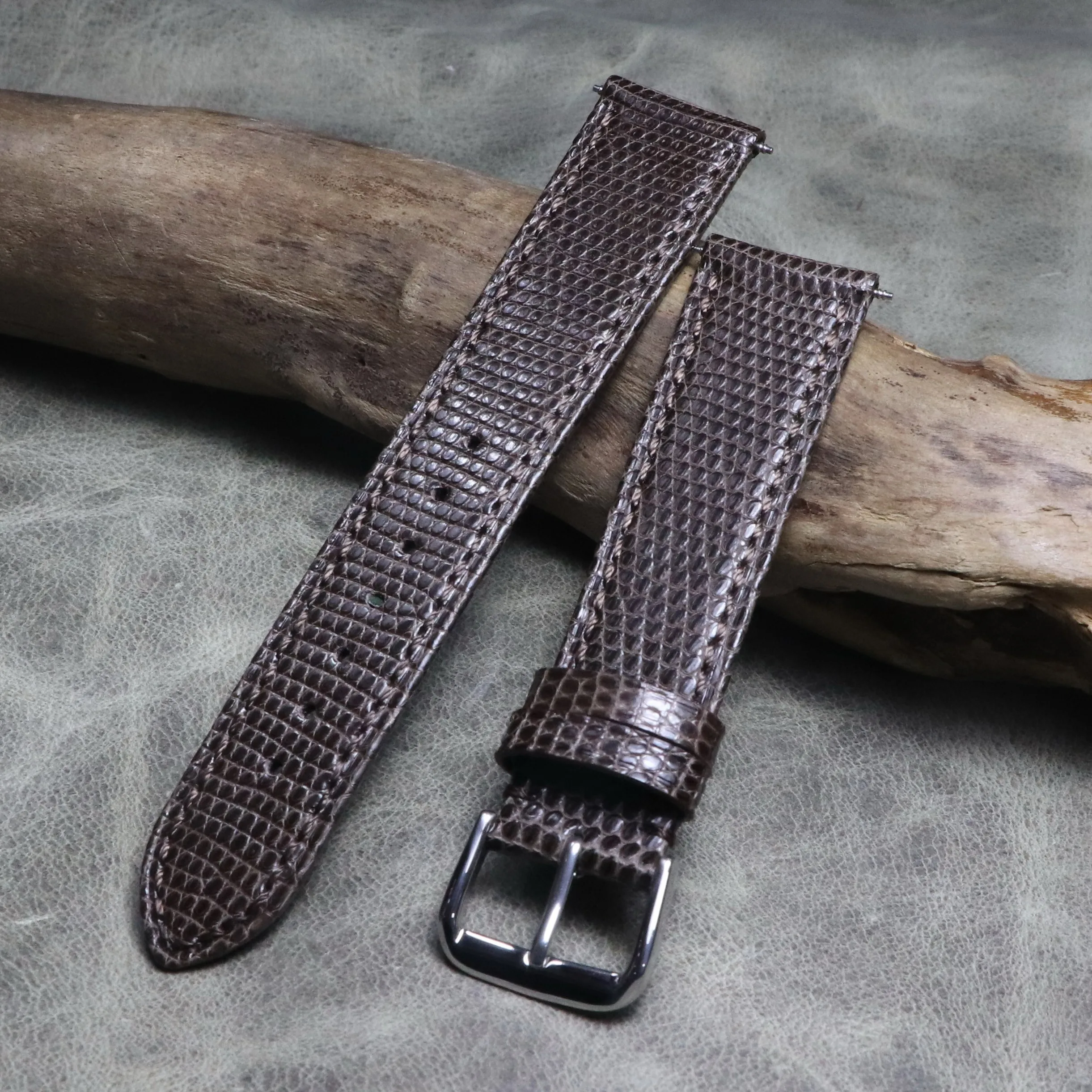 Unique 18 19 20 21 22mm Soft High quality black lizard skin leather strap genuine leather watch chain thin watchband accessories