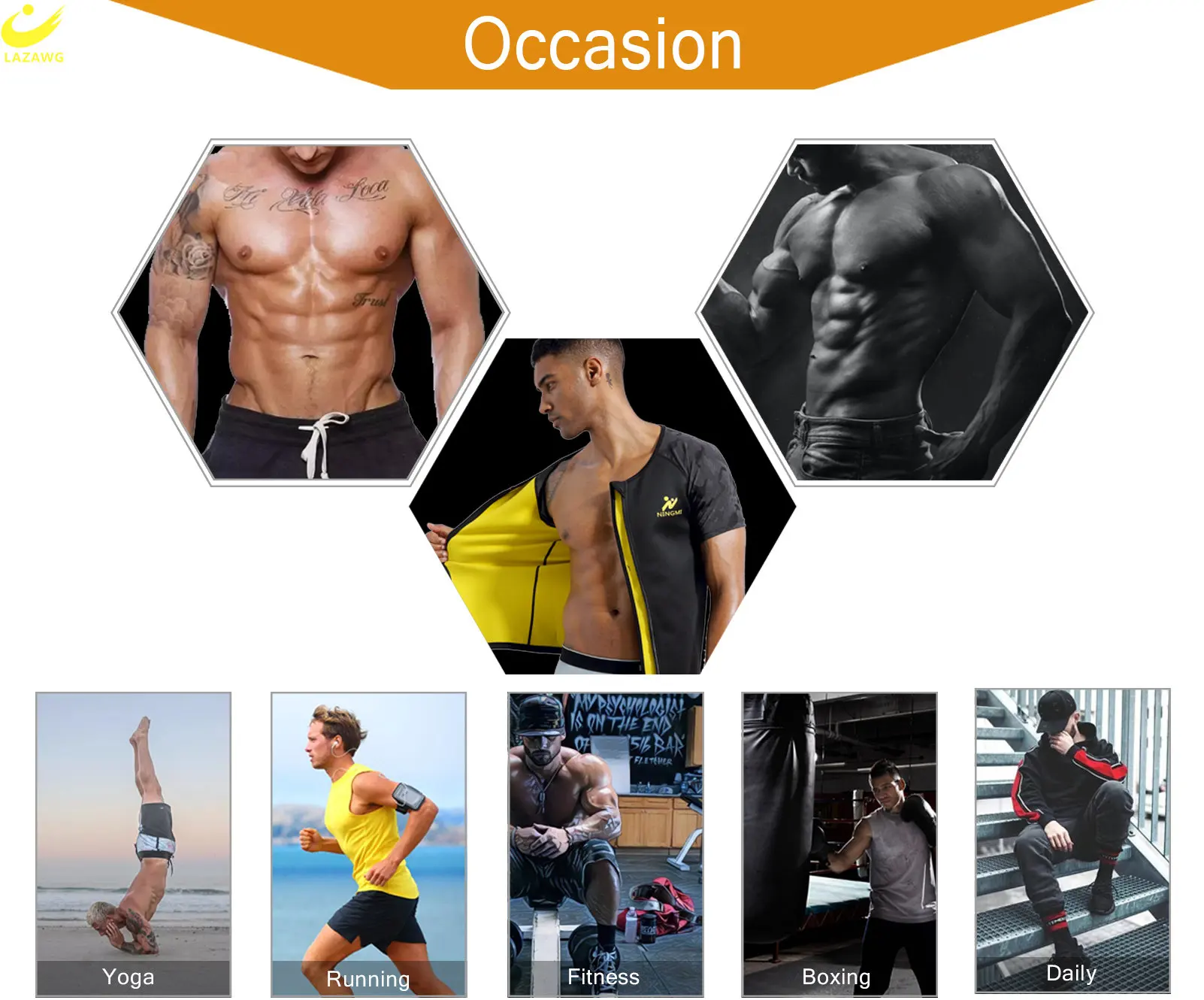 LAZAWG SaunaT-Shirt for Men Sweat Top Weight Loss Slimming Short Sleeve Body Shaper Fat Burner Gym Exercise Sport Workout