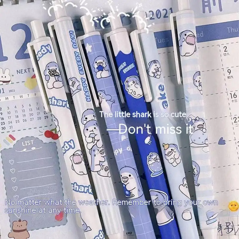

20/30pcs Kawaii Press Gel Ink Pens Students Writing Tool 0.5 Bullet Strawberry Shark Baby Office Smooth Signature Pen Stationery