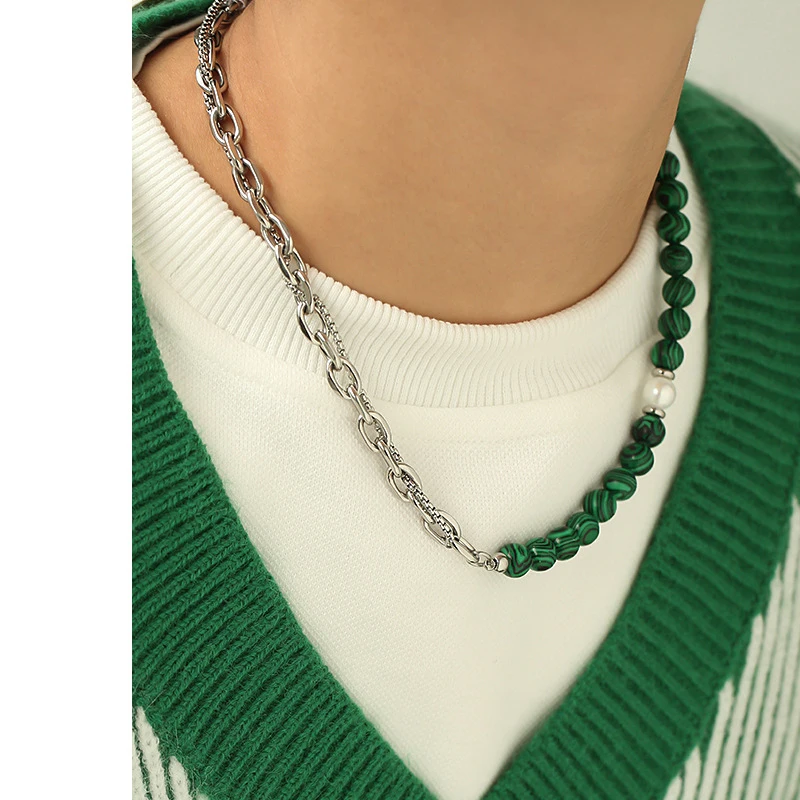 

2022 New Natural Green Malachite Necklace women girls beads stone Jewelry making design Mother's Day gifts wholesale