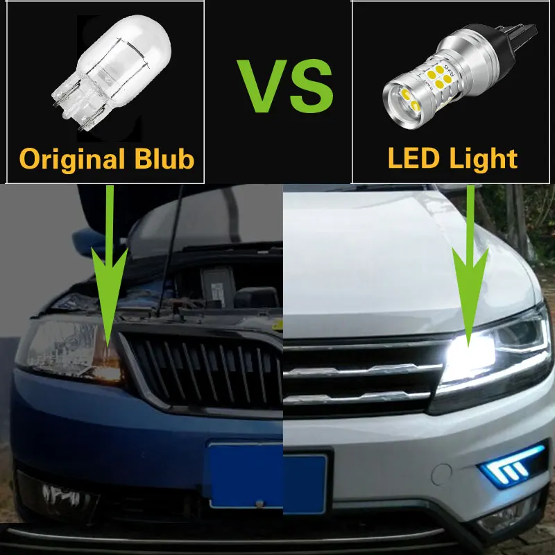 ity 2 sztuki żarówek LED do jazdy dziennej DRL W21/5W 7443 T20 Canbus No Error Lada Granta 2190 2192 2194 2191 Kalina II Vesta