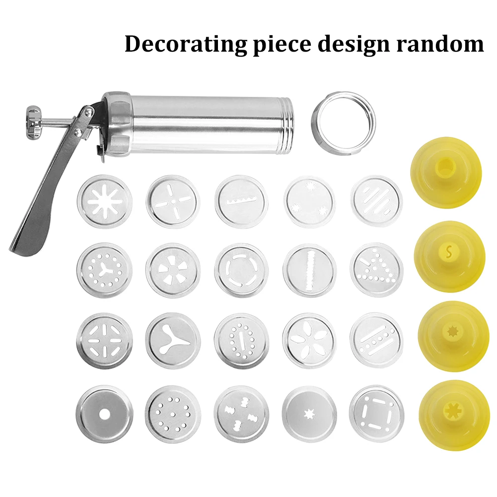

25pcs Home Kitchen Cookie Press Set Parent Child Biscuit Maker Icing Nozzle Detachable Aluminum Alloy Ergonomic Disc Mold