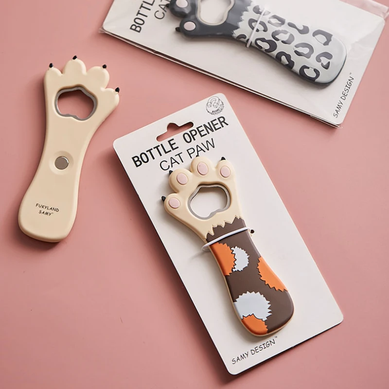 Симпатичная открывалка для бутылок с кошачьими лапами магнитные наклейки