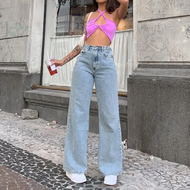 

Women Wide Leg Jeans Straight Leg Baggy Jean High Waist Pants Y2k Mom Jeans for Women Fashion Loose Full Length Streetwear