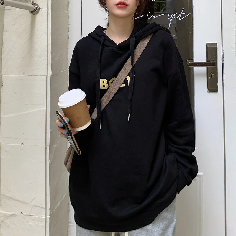 

6123 Autumn 2022 new loose little letter print hooded Sweatshirts