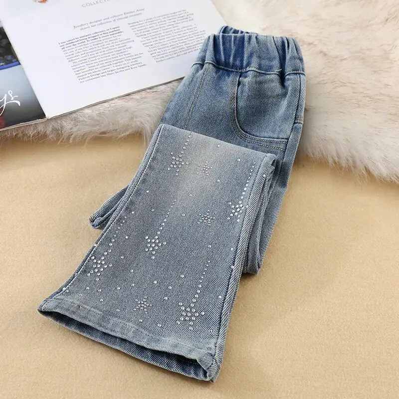 Джинсы для маленьких девочек на весну/лето Детские повседневные эластичные