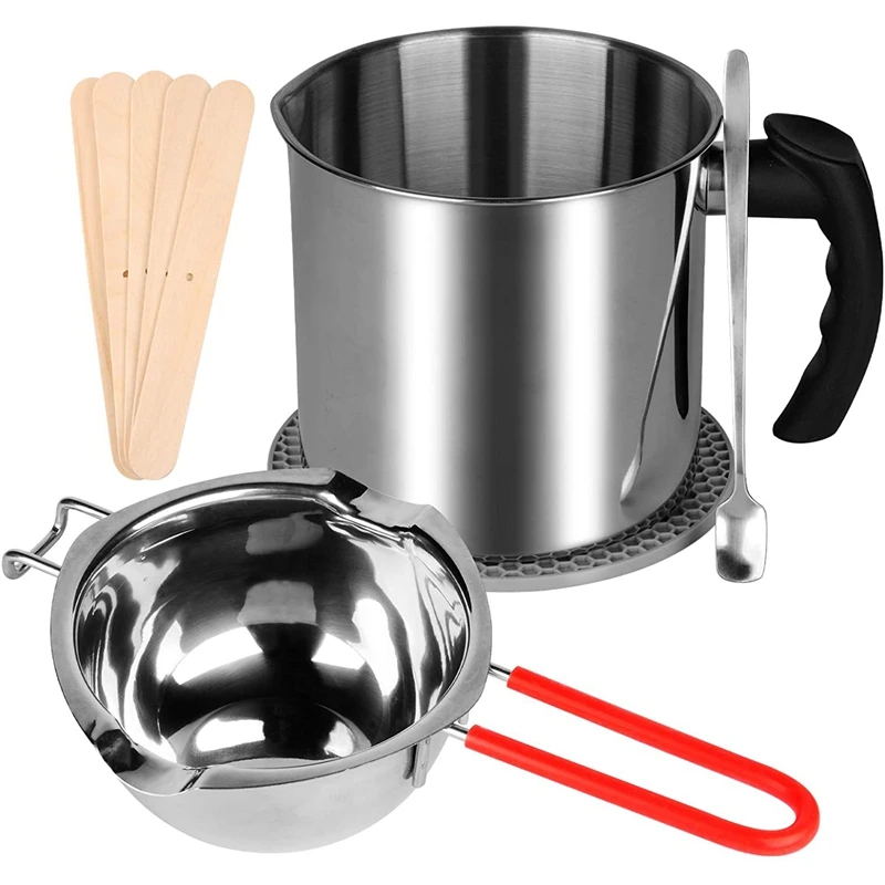 

Candle Making Pouring Pot Kit,Wax Melting Pot and Boiler Pot with Heat-Resisting Handle,and 12 Candle Making Tools