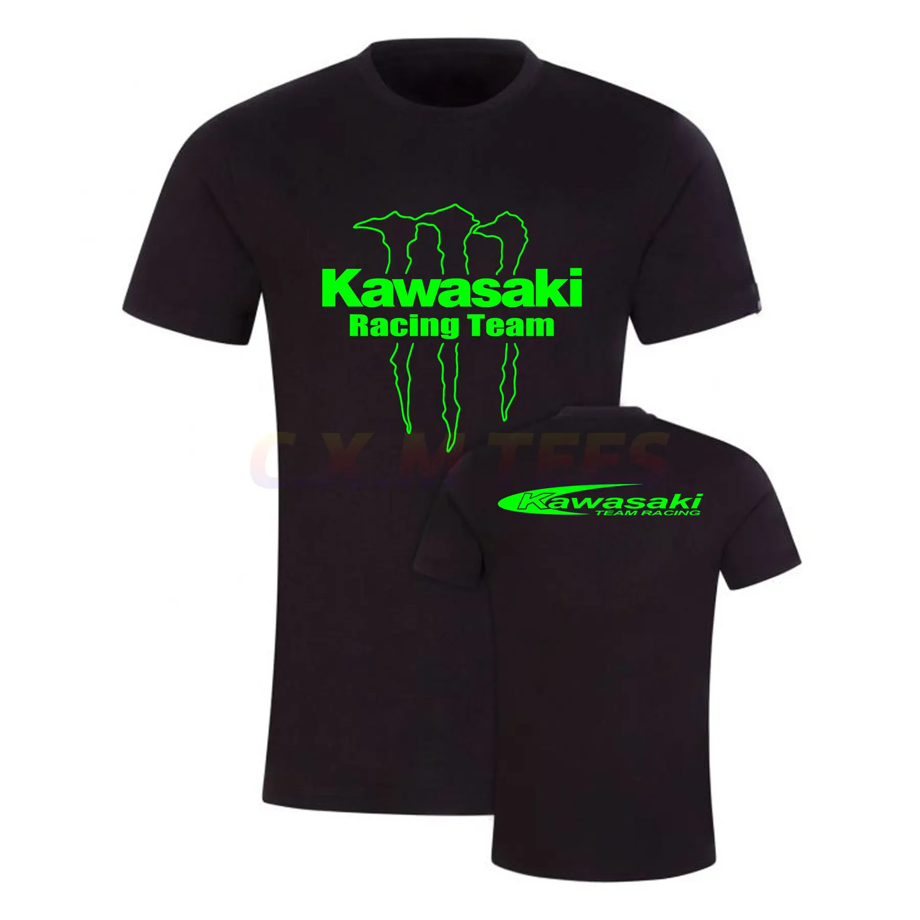 

Amazing Tees Men Kawasaki Racing Team Demon Claw T Shirt Double-sided Casual Oversized T-shirt Male T-shirts Short Sleeve S-3XL