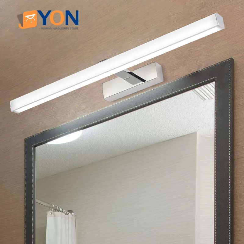 

Nordic Bathroom Mirror Cabinet Mirror Headlight Led Bathroom Wall Lamp Modern Moistureproof Long Strip Chrome Bedroom Decoration