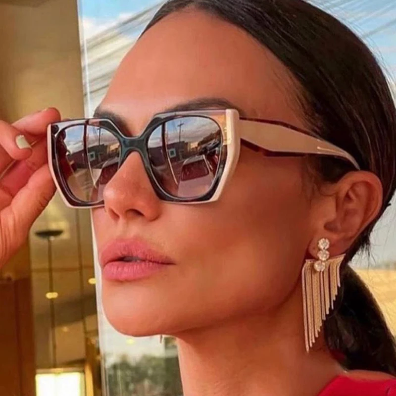

Retro Polygon Cat Eye Colorful Sunglasses Women Fashion Brand Designer Clear Gradient Shades UV400 Men Sun Glasses