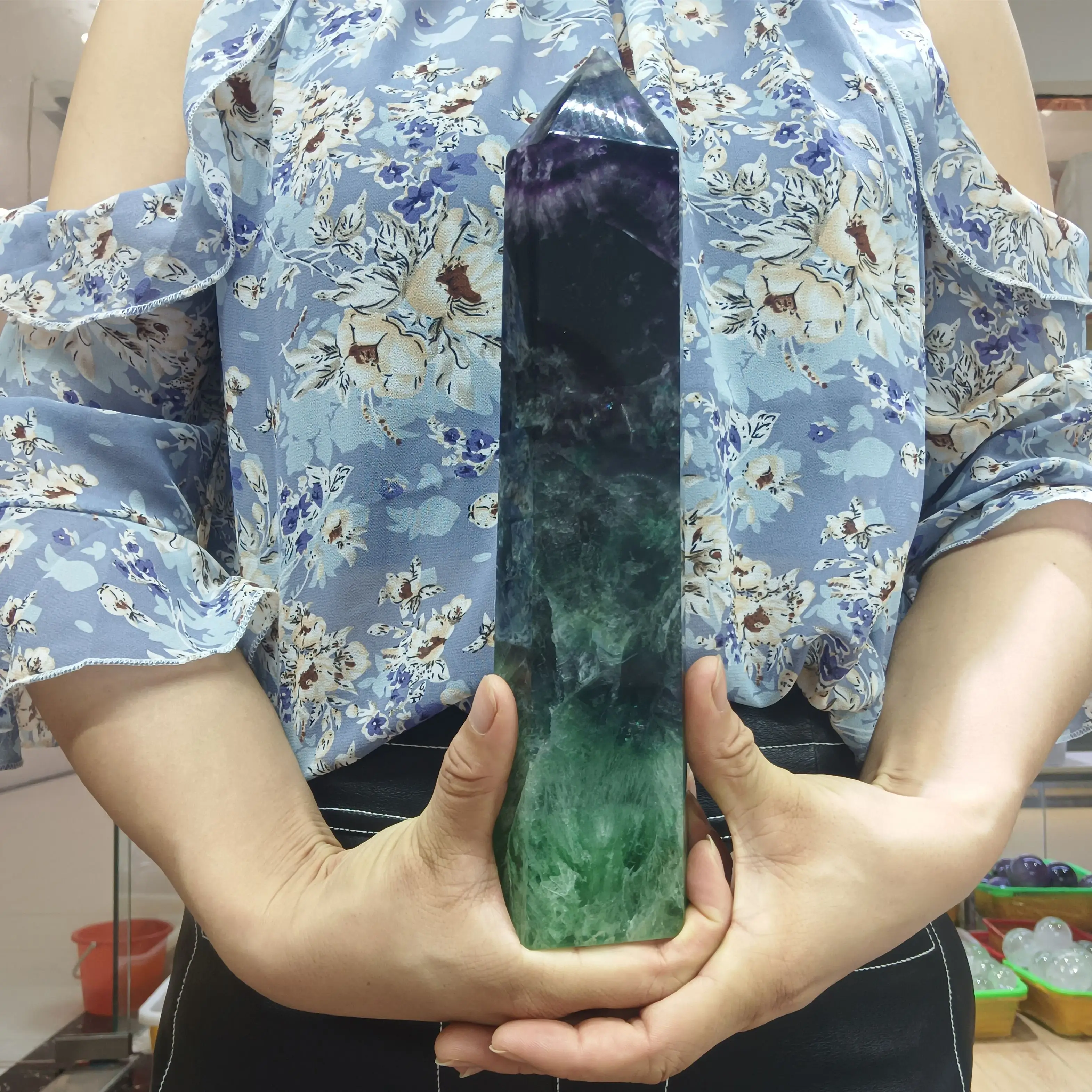 

Natural firefly column crystal energy home office study decorative craft gifts